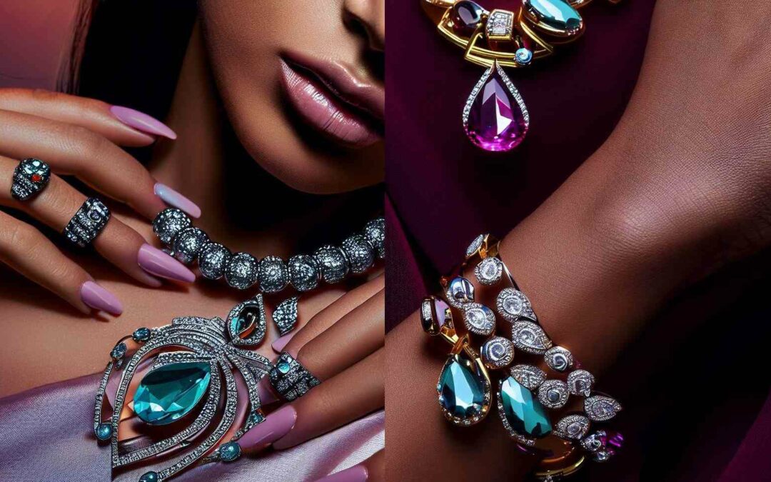 A beautiful woman wearing many items of beautiful jewellery