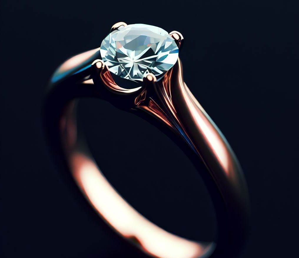Photograph Of A Ring With A Solitaire Diamond Full Colour Image 4K High Resolution Image