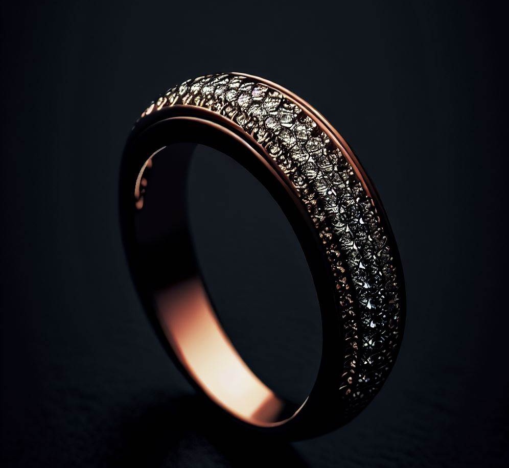 Photograph Of A Ring With Pave Set Diamonds Full Colour Image 4K High Resolution Image