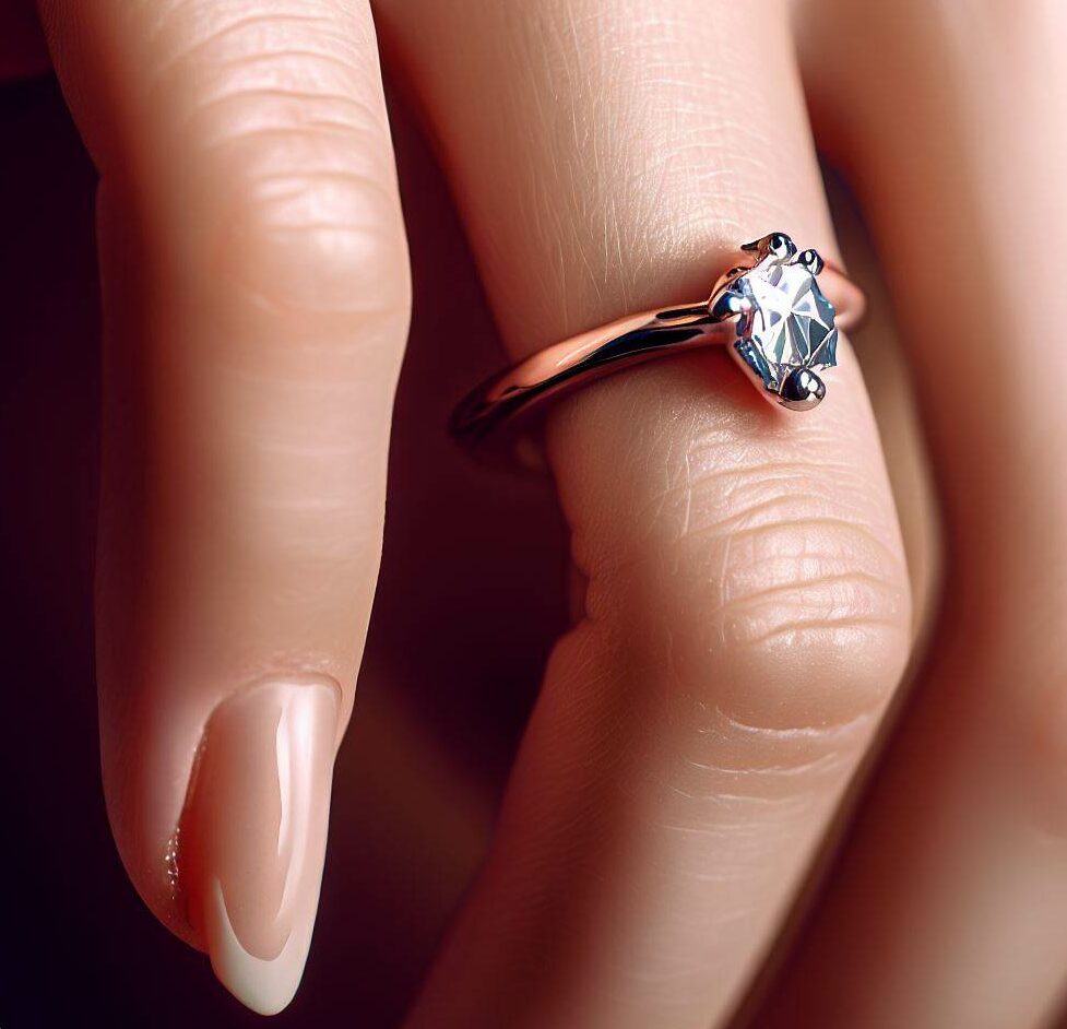 A Diamond Ring On A Woman'S Finger