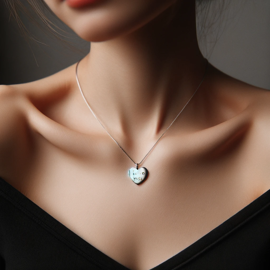 Unique And Affordable Valentine'S Day Gifts -  A Photo Of A Woman'S Neck Wearing A Delicate Silver Necklace With A Heart-Shaped Pendant. The Pendant Has An Engraved Message That Reads 'Love You'.
