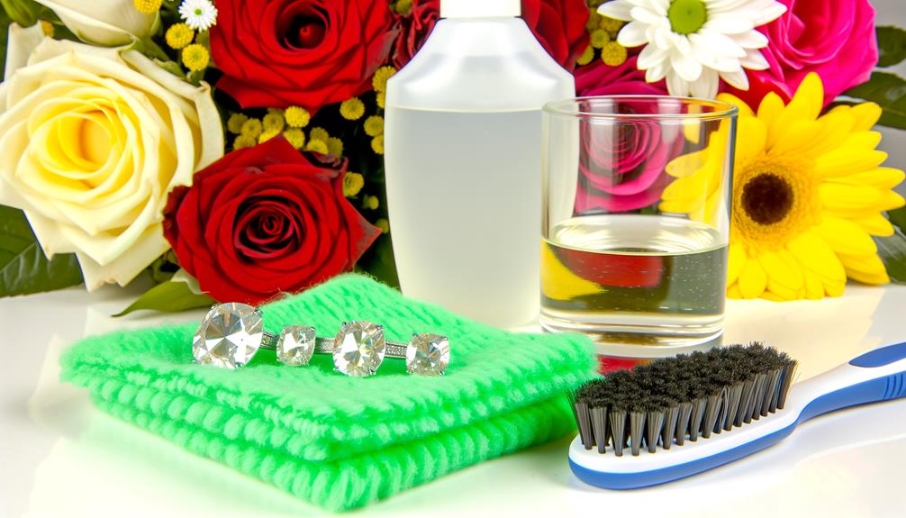 Diamond Cleaning Essentials Guide. Image Showing Things Needed For Cleaning Diamond Jewelry.
