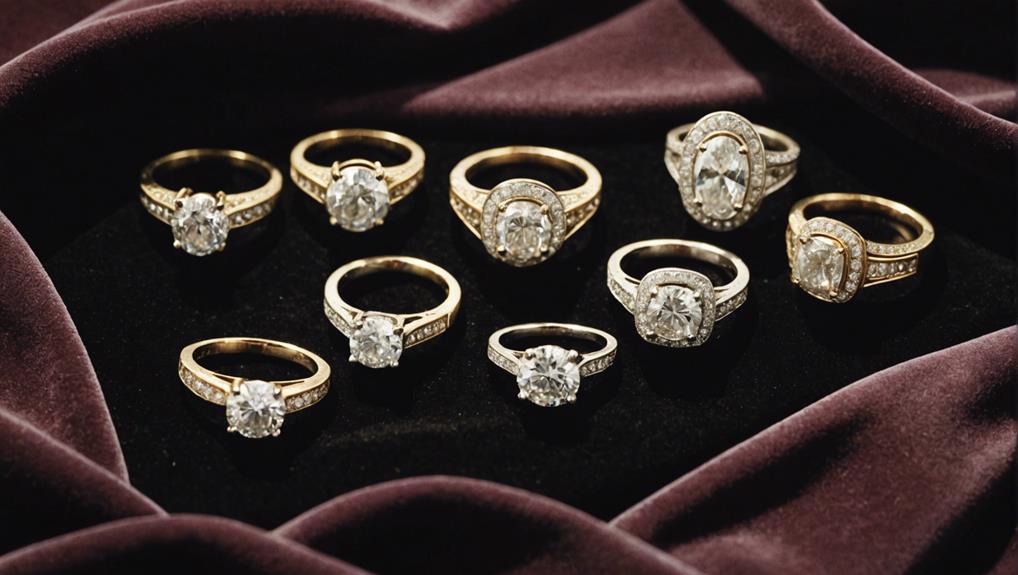 How To Choose A Diamond Engagement Ring, A Selection Of Diamond Engagement Rings Set Against A Purple Fabric Backdrop.