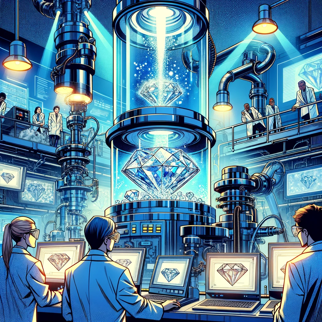  A Futuristic Laboratory Where Scientists Are Observing The Growth Of Diamonds Using The Chemical Vapour Deposition Technique, One Of The Lab-Grown Diamond Techniques. 